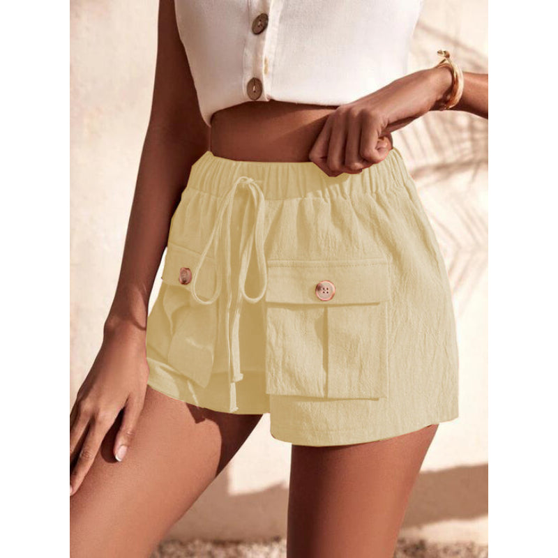 Baggy Mid-Waist Drawstring Straight Shorts-My Comfy Pant