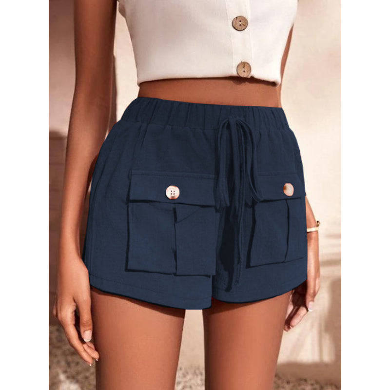 Baggy Mid-Waist Drawstring Straight Shorts-My Comfy PantBaggy Mid-Waist Drawstring Straight Shorts - Image 20