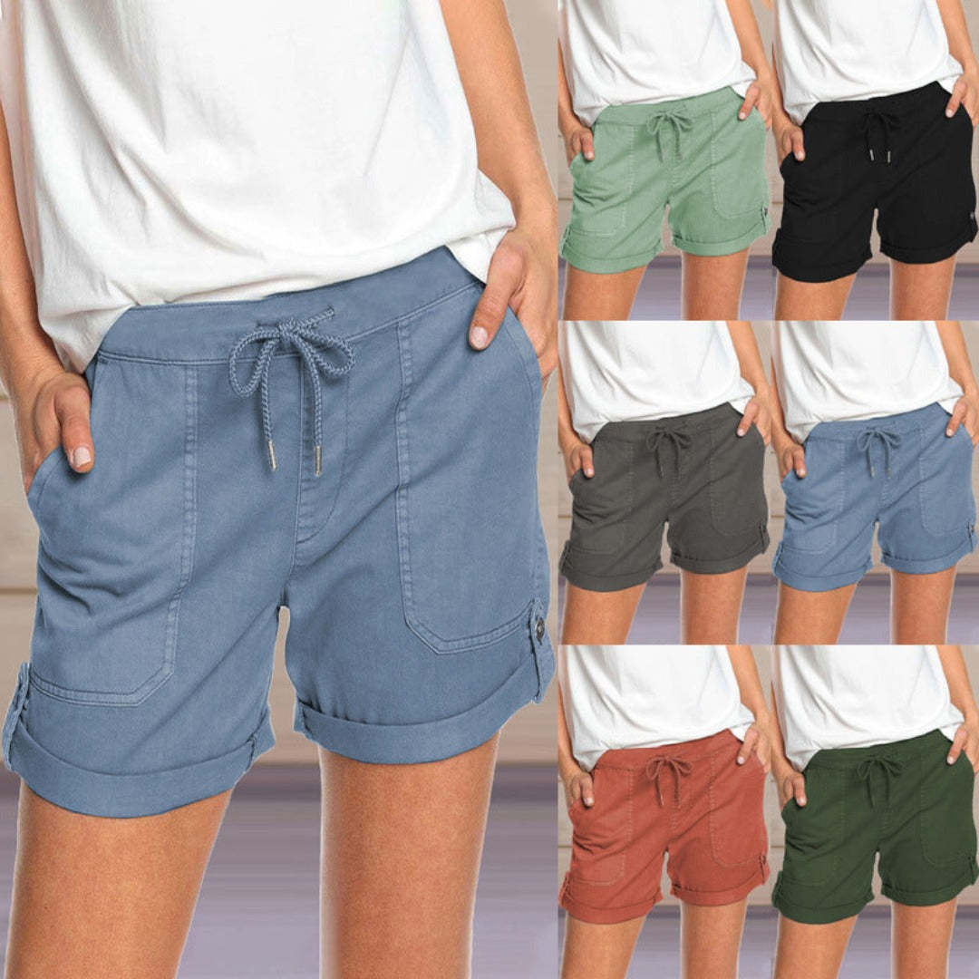 Solid Color Straight Leg Casual Shorts-My Comfy Pant