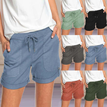 Solid Color Straight Leg Casual Shorts-My Comfy Pant