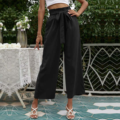 Flared Casual Pants With Floral Bracts-My Comfy Pant