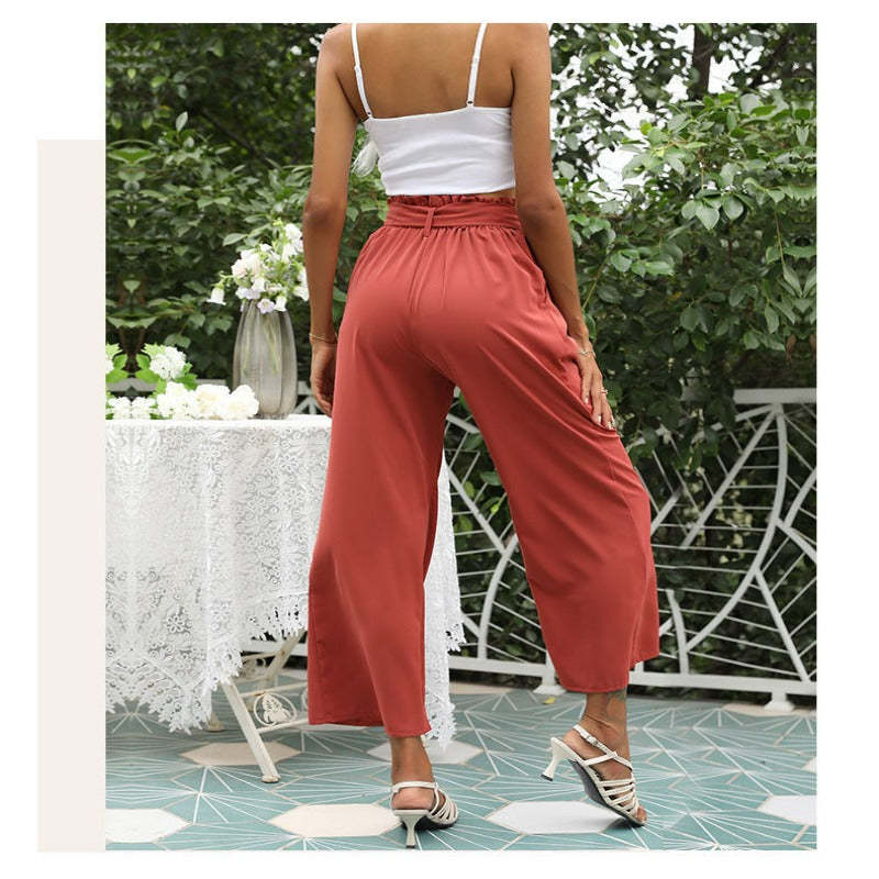 Flared Casual Pants With Floral Bracts-My Comfy Pant