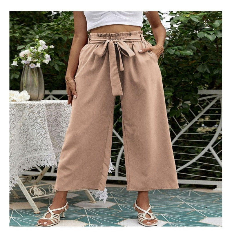 Flared Casual Pants With Floral Bracts-My Comfy Pant