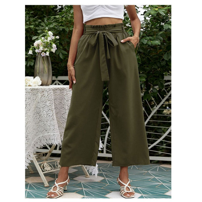Flared Casual Pants With Floral Bracts-My Comfy Pant