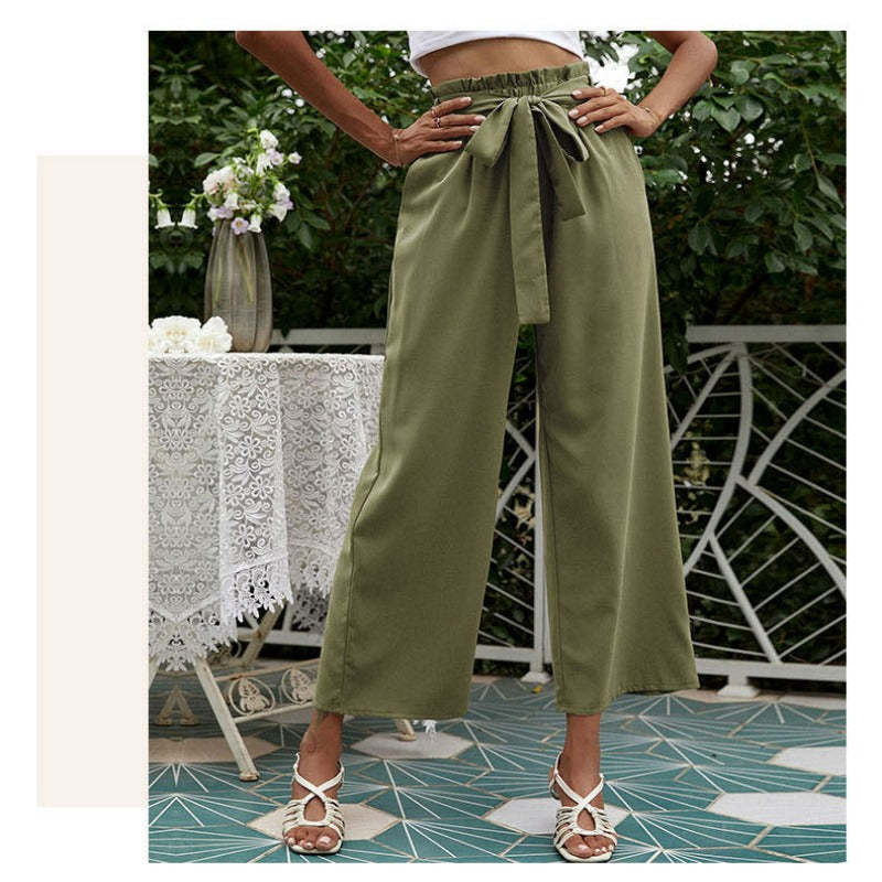 Flared Casual Pants With Floral Bracts-My Comfy Pant