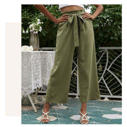 Flared Casual Pants With Floral Bracts-My Comfy Pant