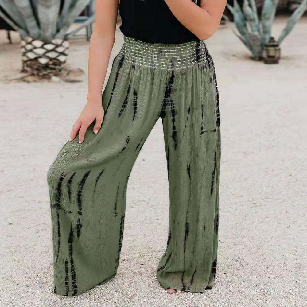Fashionable Elastic-Waisted Pocket Wide Leg Pants-My Comfy Pant