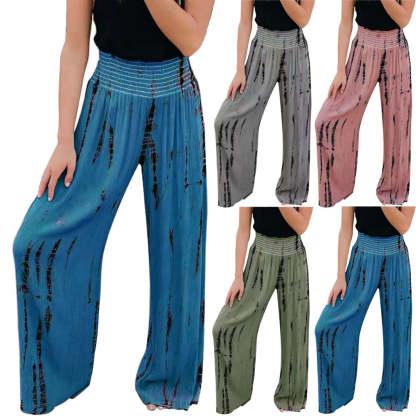 Fashionable Elastic-Waisted Pocket Wide Leg Pants-My Comfy Pant