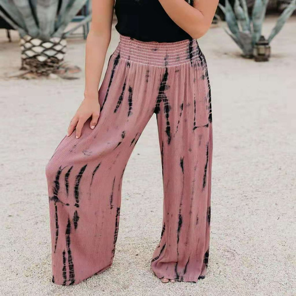 Fashionable Elastic-Waisted Pocket Wide Leg Pants-My Comfy Pant