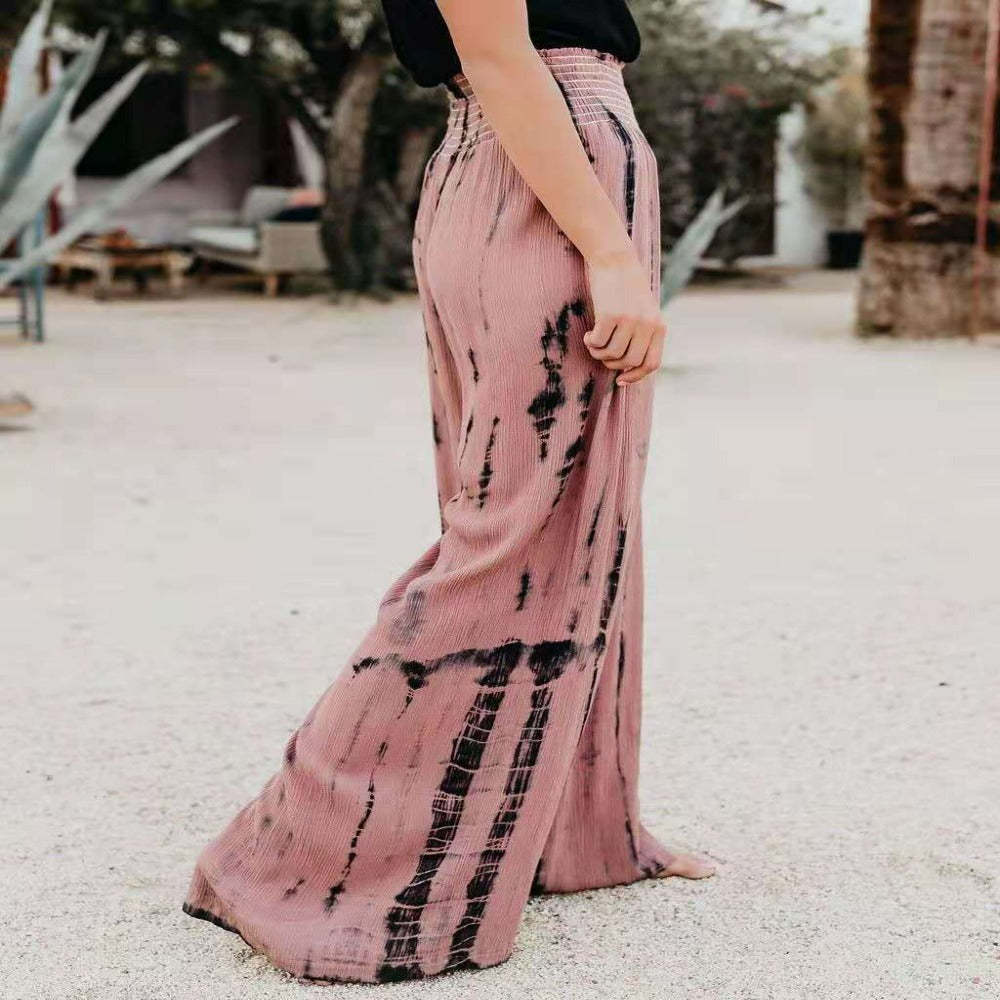 Fashionable Elastic-Waisted Pocket Wide Leg Pants-My Comfy Pant