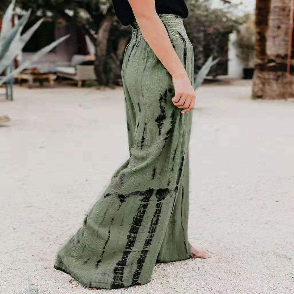 Fashionable Elastic-Waisted Pocket Wide Leg Pants-My Comfy Pant