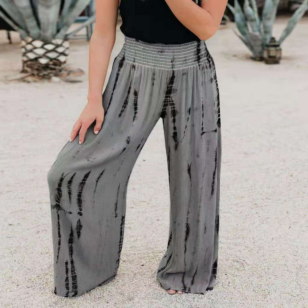 Fashionable Elastic-Waisted Pocket Wide Leg Pants-My Comfy Pant