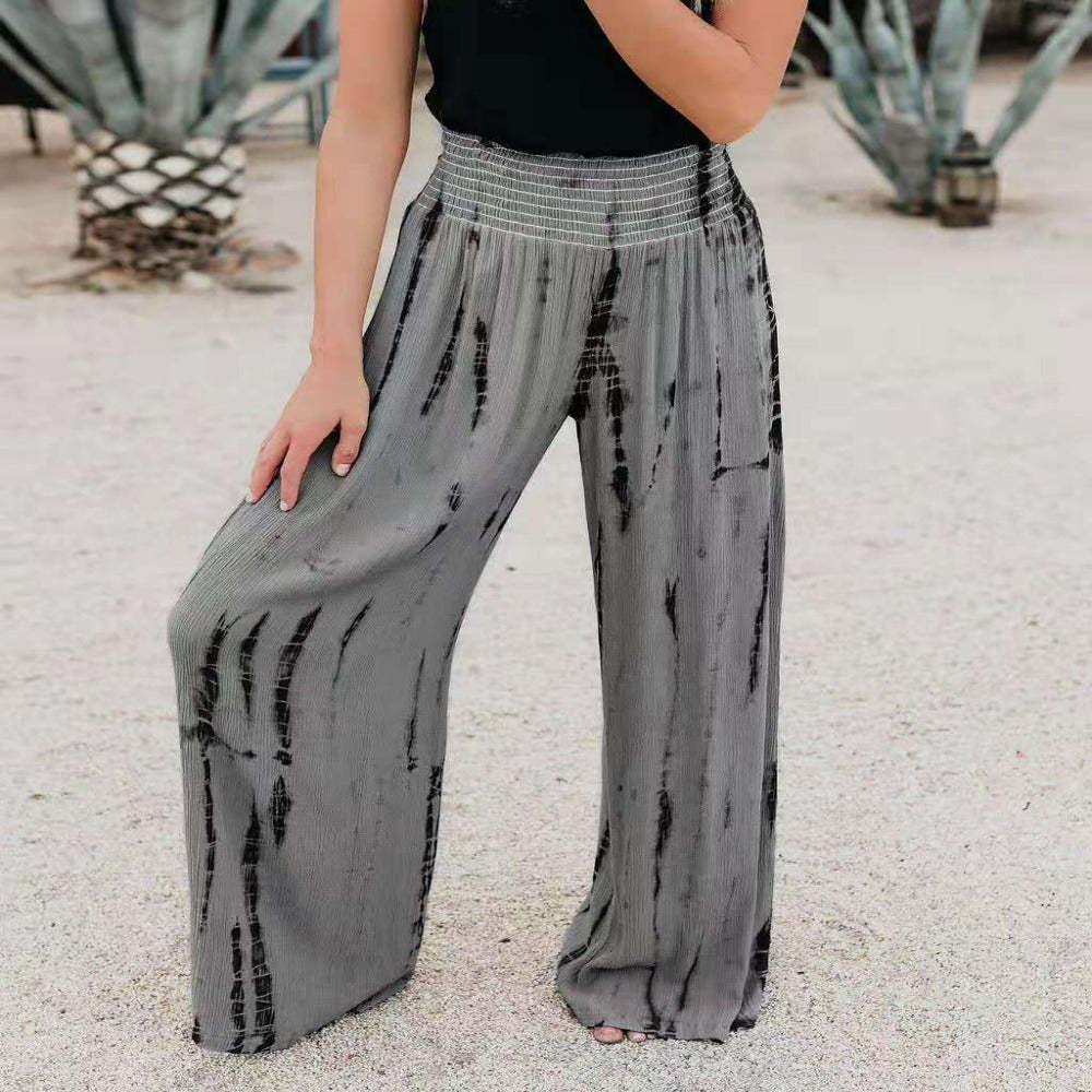 Fashionable Elastic-Waisted Pocket Wide Leg Pants-My Comfy Pant