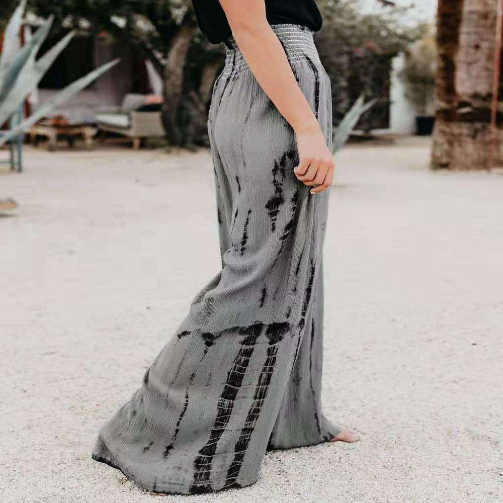 Fashionable Elastic-Waisted Pocket Wide Leg Pants-My Comfy Pant