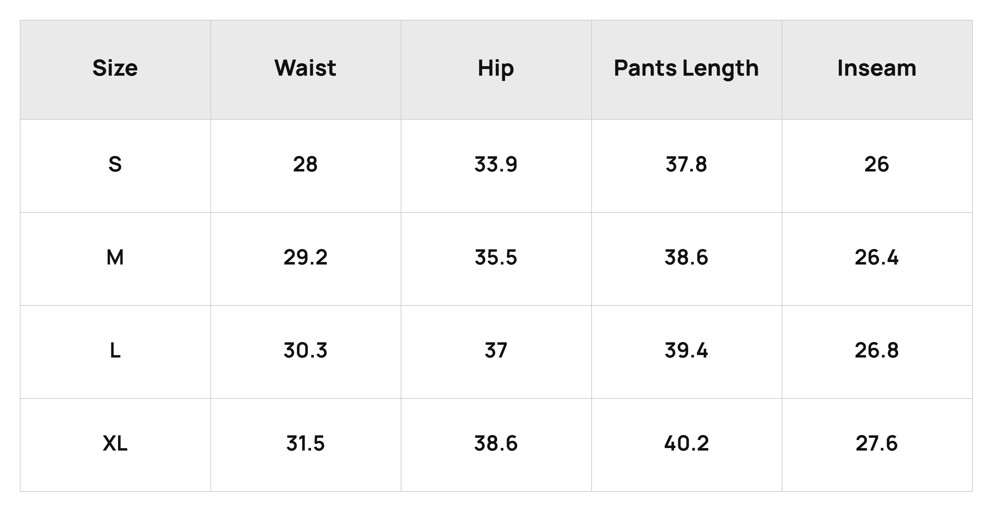 Size Chart