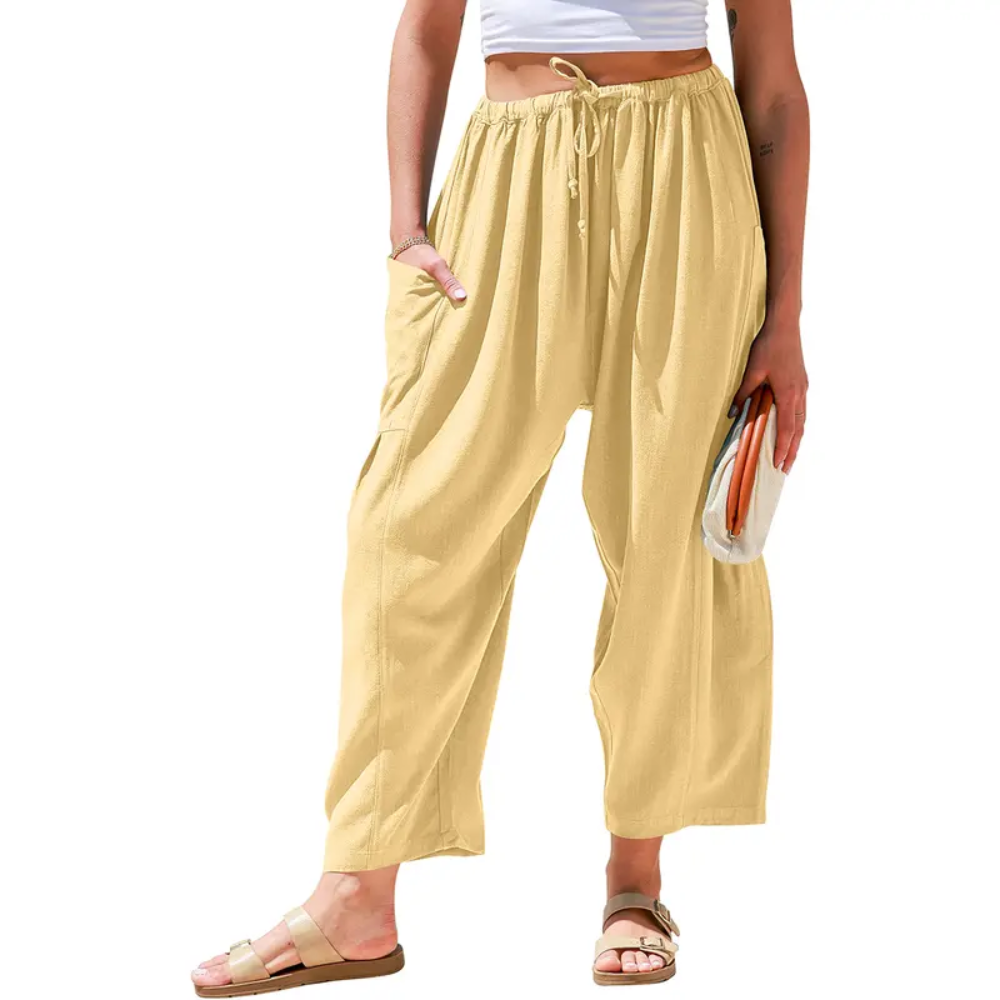 Structured Saturated Wide Sweep Linen Pants