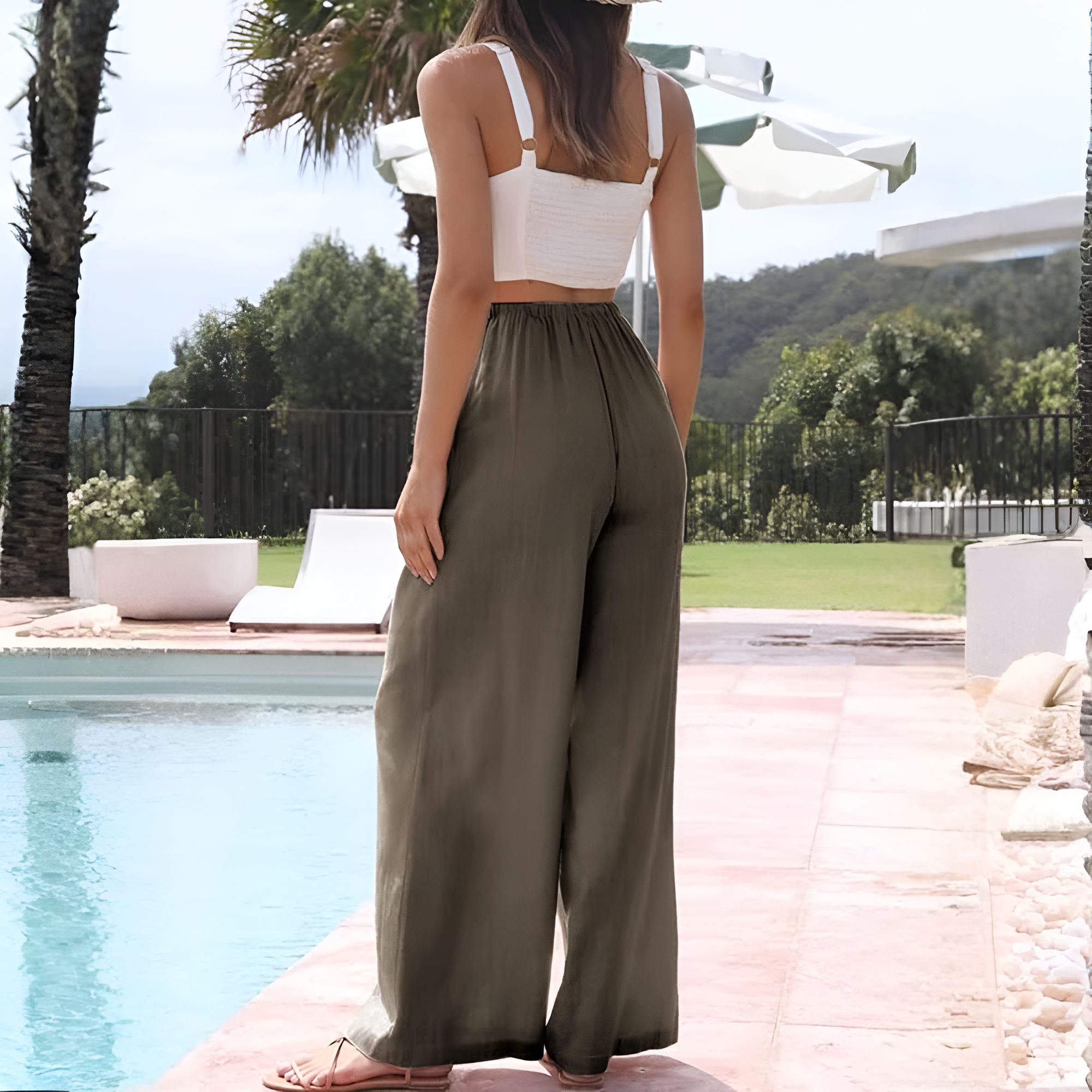 Women Cotton Linen Wide Leg Pants