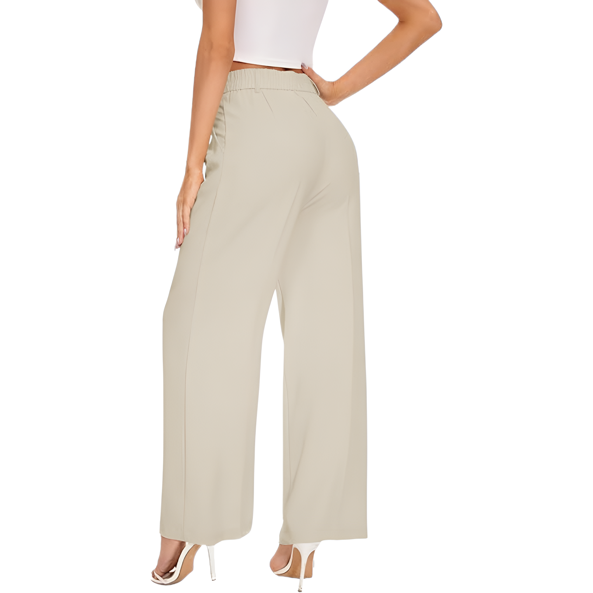 High Rise Long Straight Work Suit Pants For Women