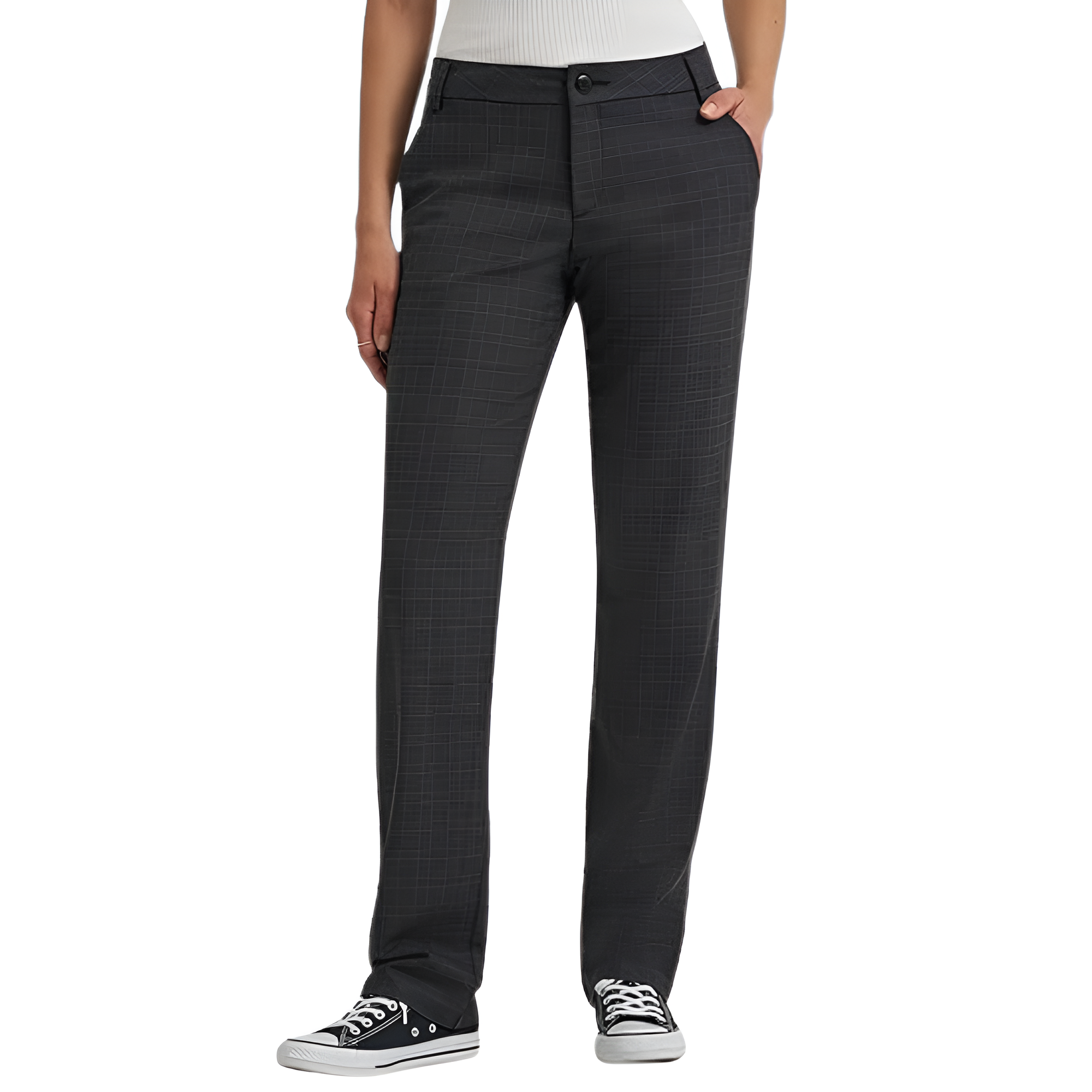 Comfortable Mid Rise Work Trousers For Women 