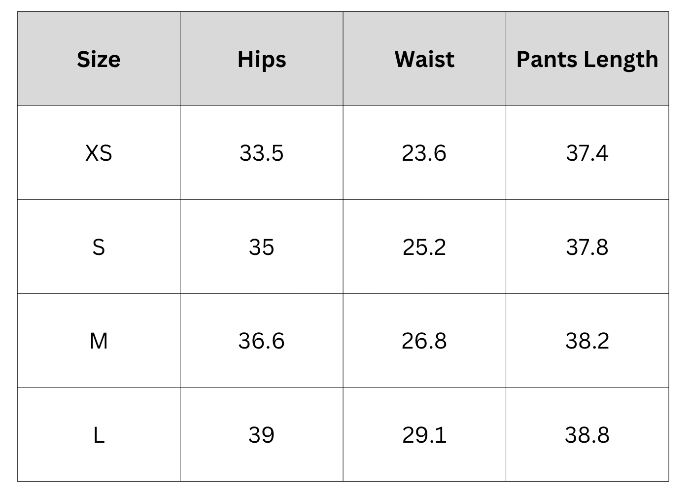 Size Chart