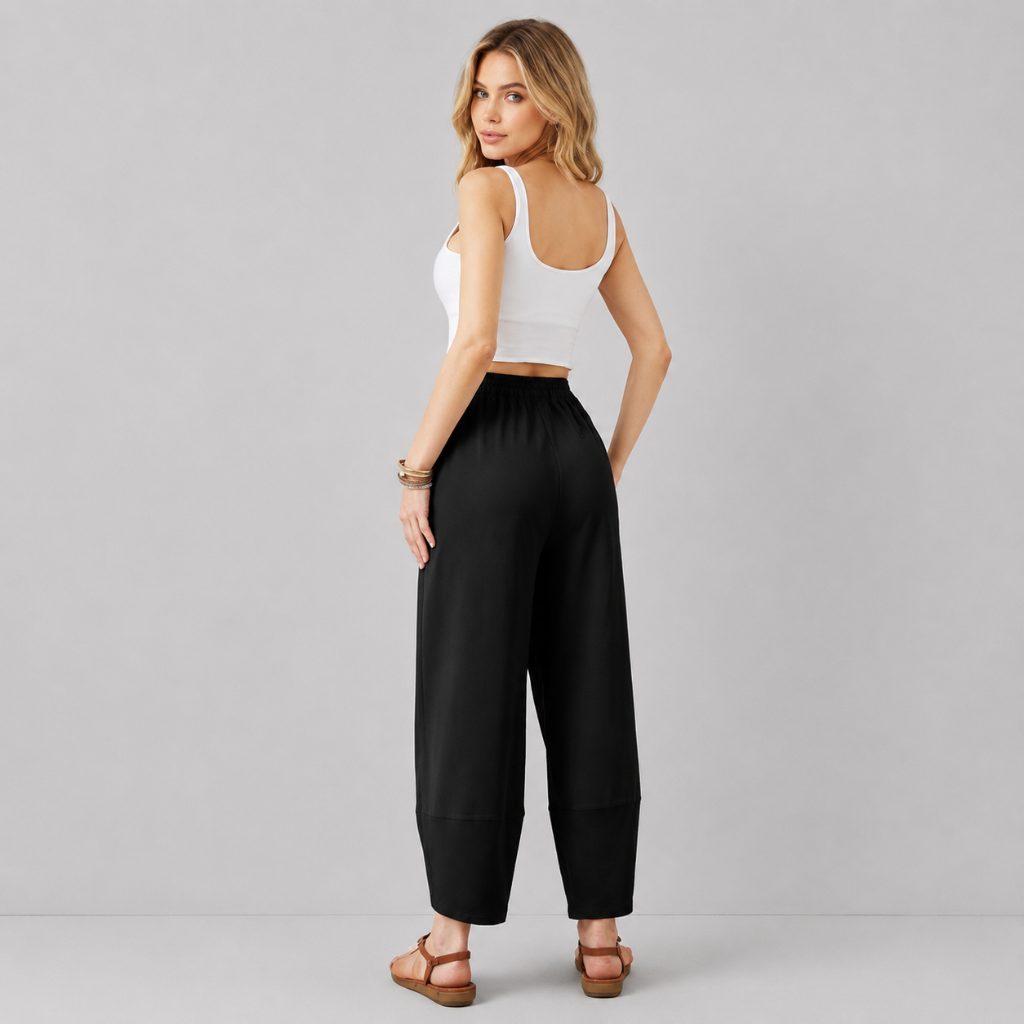 Casual Wide Loose Fit Baggy Beach Pants With Pockets For Women