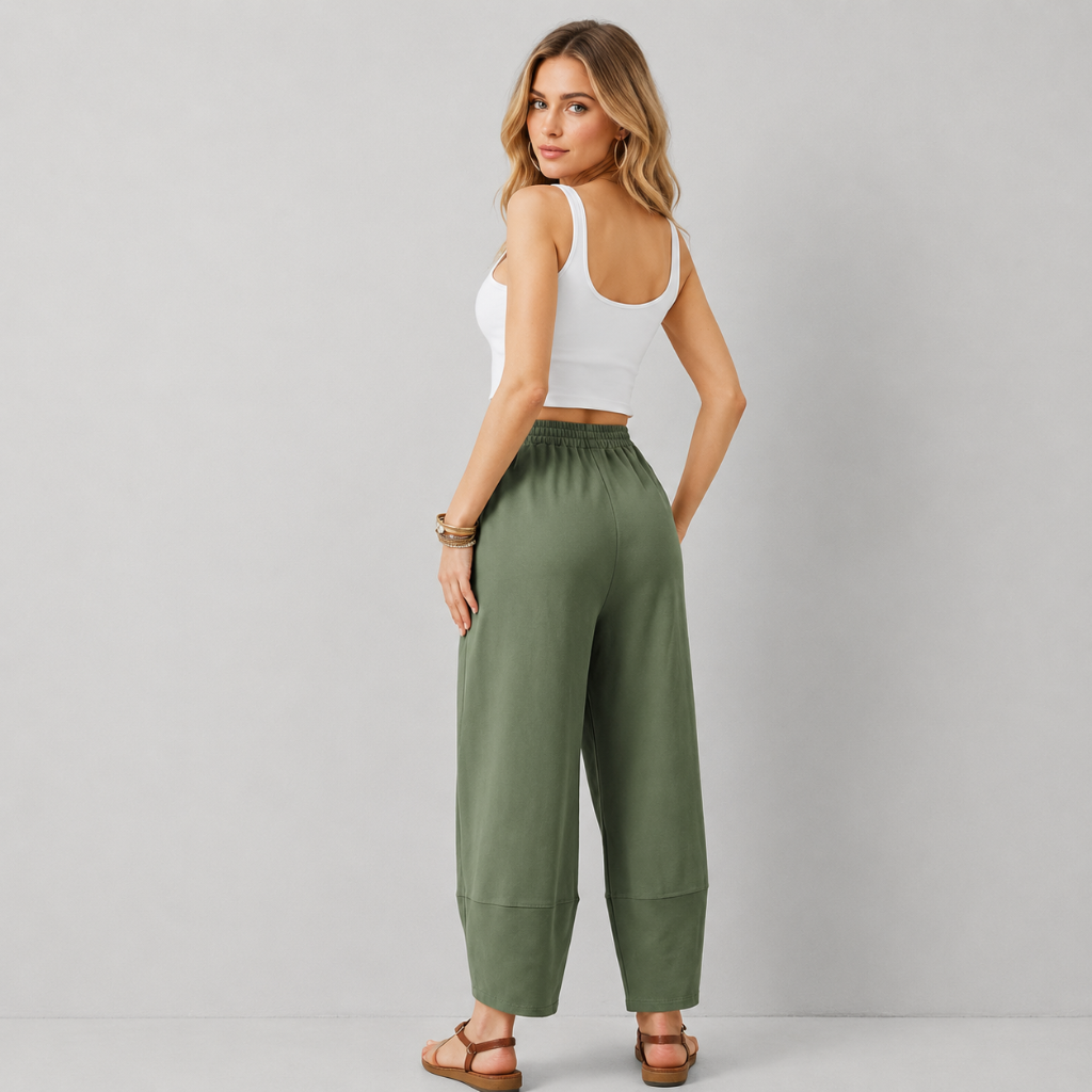 Casual Wide Loose Fit Baggy Beach Pants With Pockets For Women