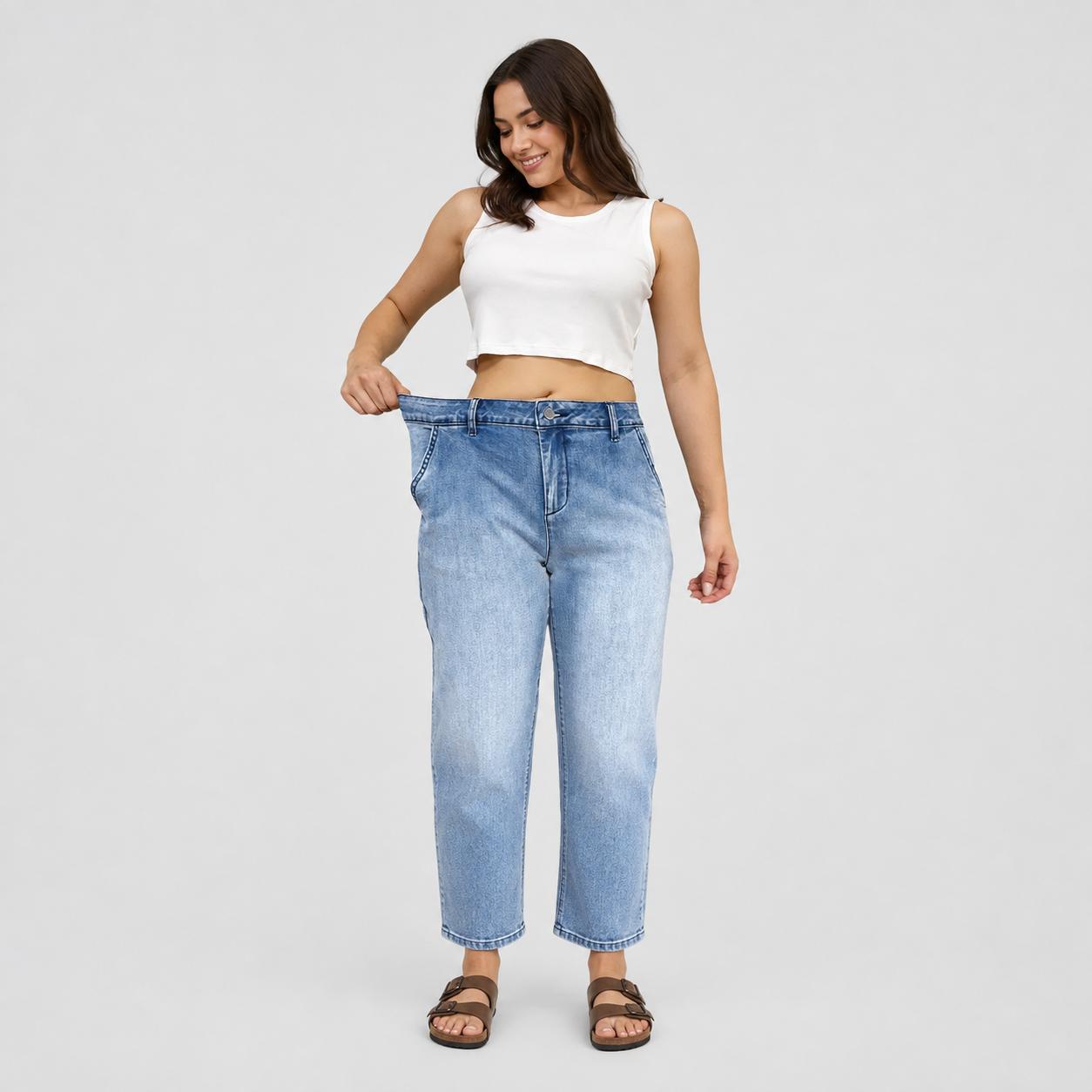 Mid Rise Casual Barrel Stretchy Fit Jeans For Women