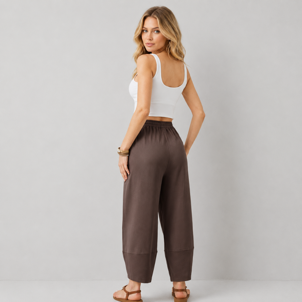 Casual Wide Loose Fit Baggy Beach Pants With Pockets For Women