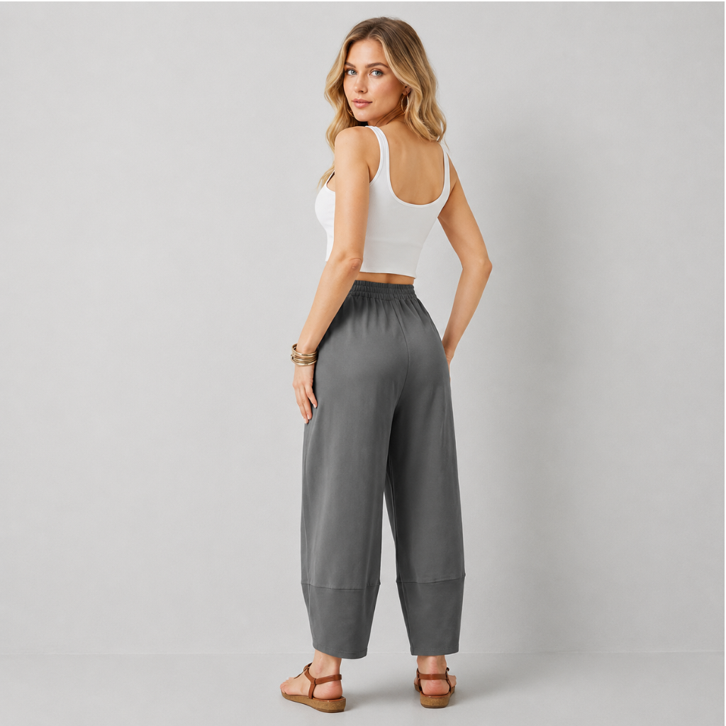 Casual Wide Loose Fit Baggy Beach Pants With Pockets For Women