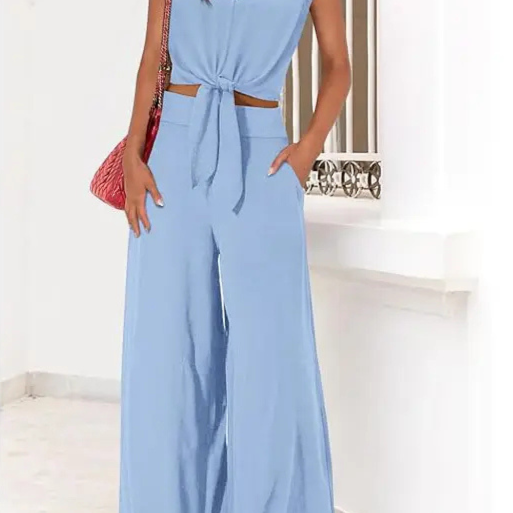 Summer 2 Piece Wide Pant Set for Women