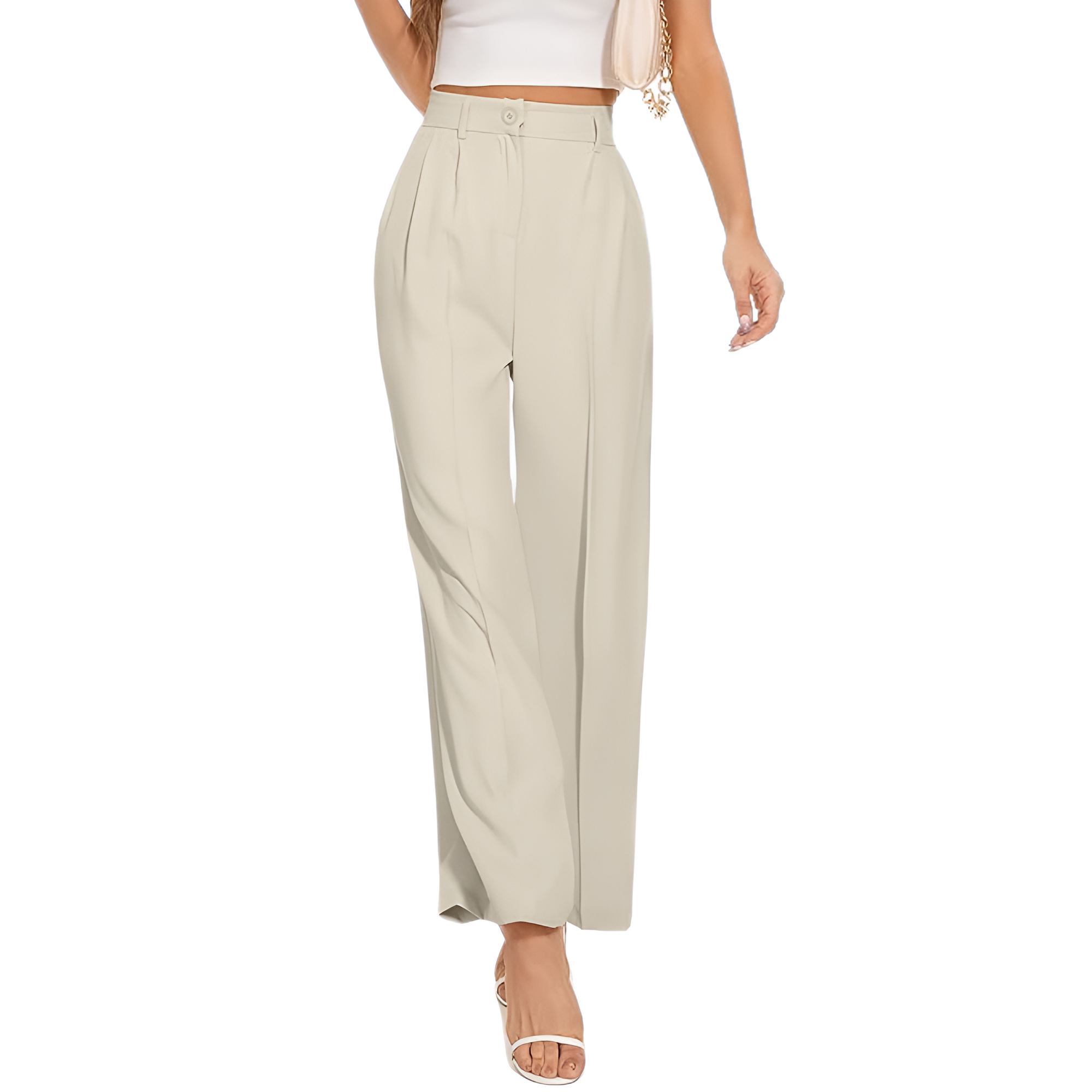 High Rise Long Straight Work Suit Pants For Women