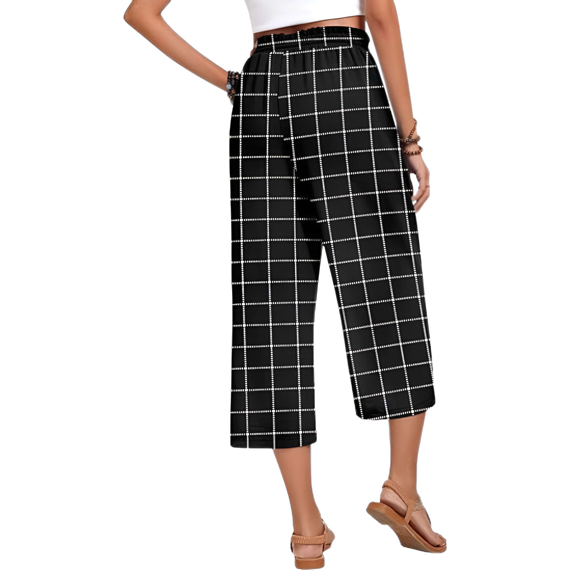 Wide Fit Casual Capri Pants With Pockets For Women