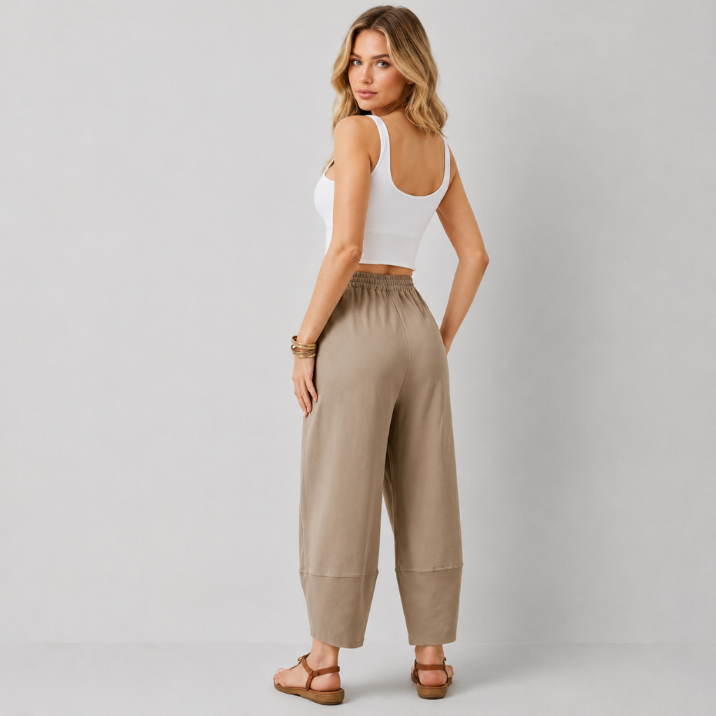 Casual Wide Loose Fit Baggy Beach Pants With Pockets For Women