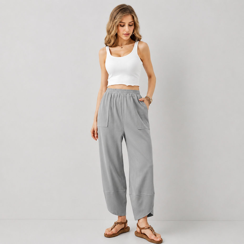 Casual Wide Loose Fit Baggy Beach Pants With Pockets For Women