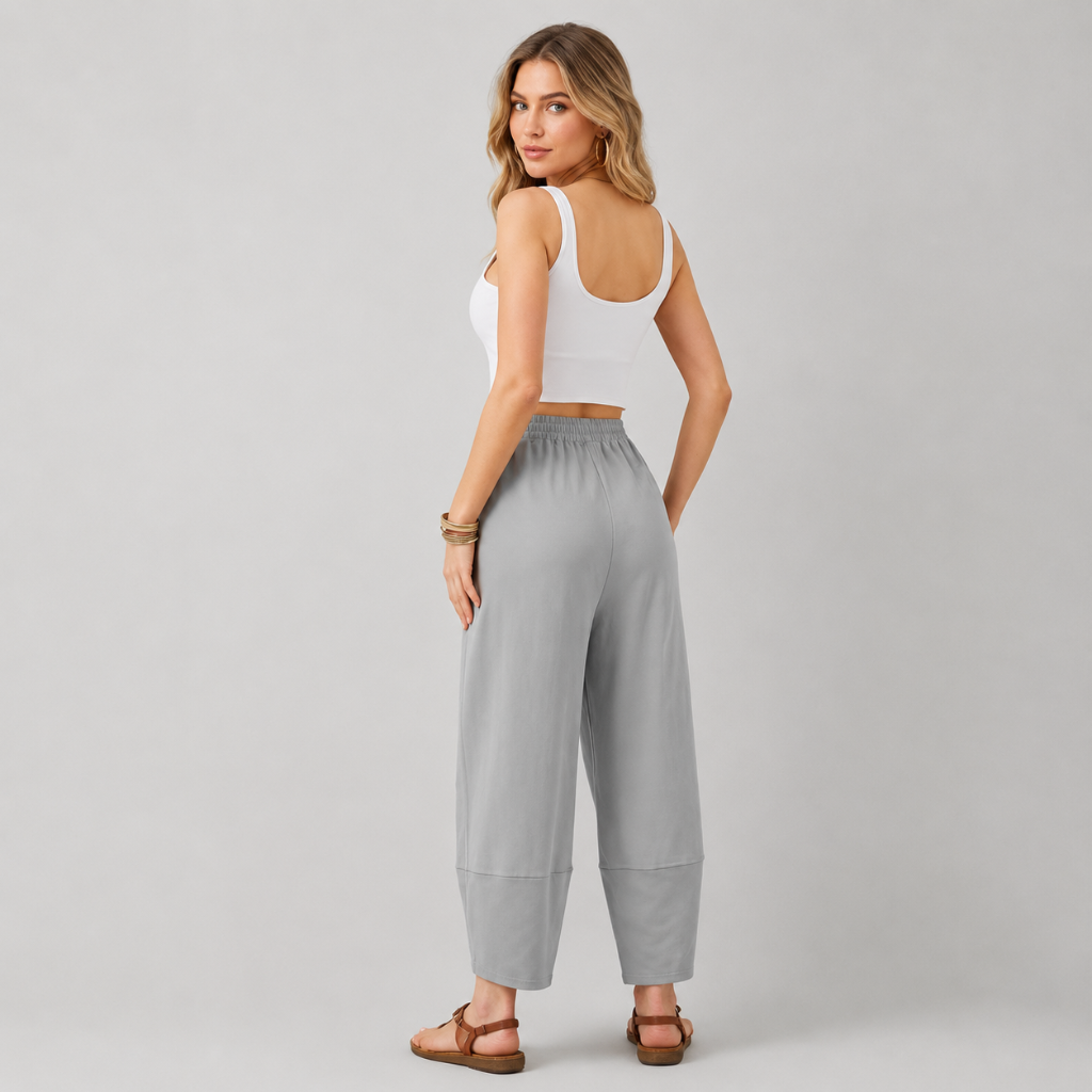 Casual Wide Loose Fit Baggy Beach Pants With Pockets For Women