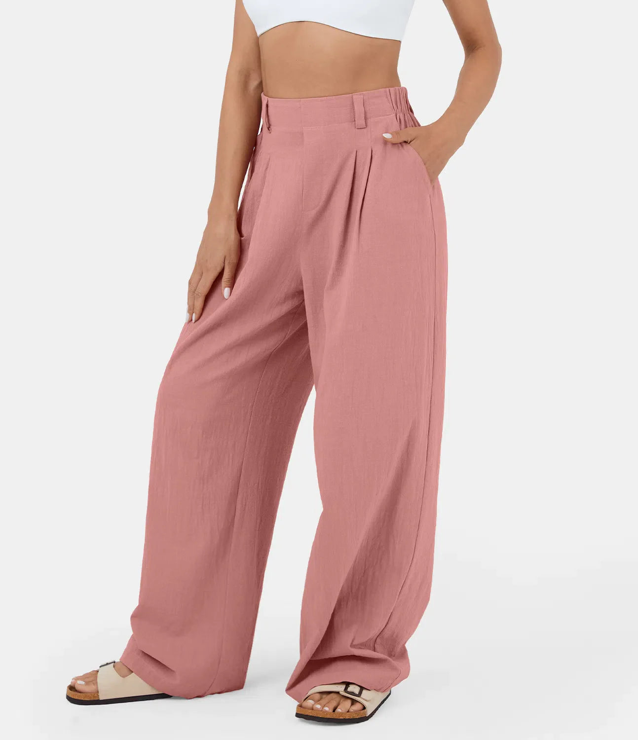 Flowy Solid Palazzo Pants With Side Pockets-My Comfy PantFlowy Solid Palazzo Pants With Side Pockets - Image 12