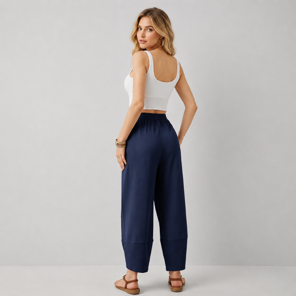 Casual Wide Loose Fit Baggy Beach Pants With Pockets For Women
