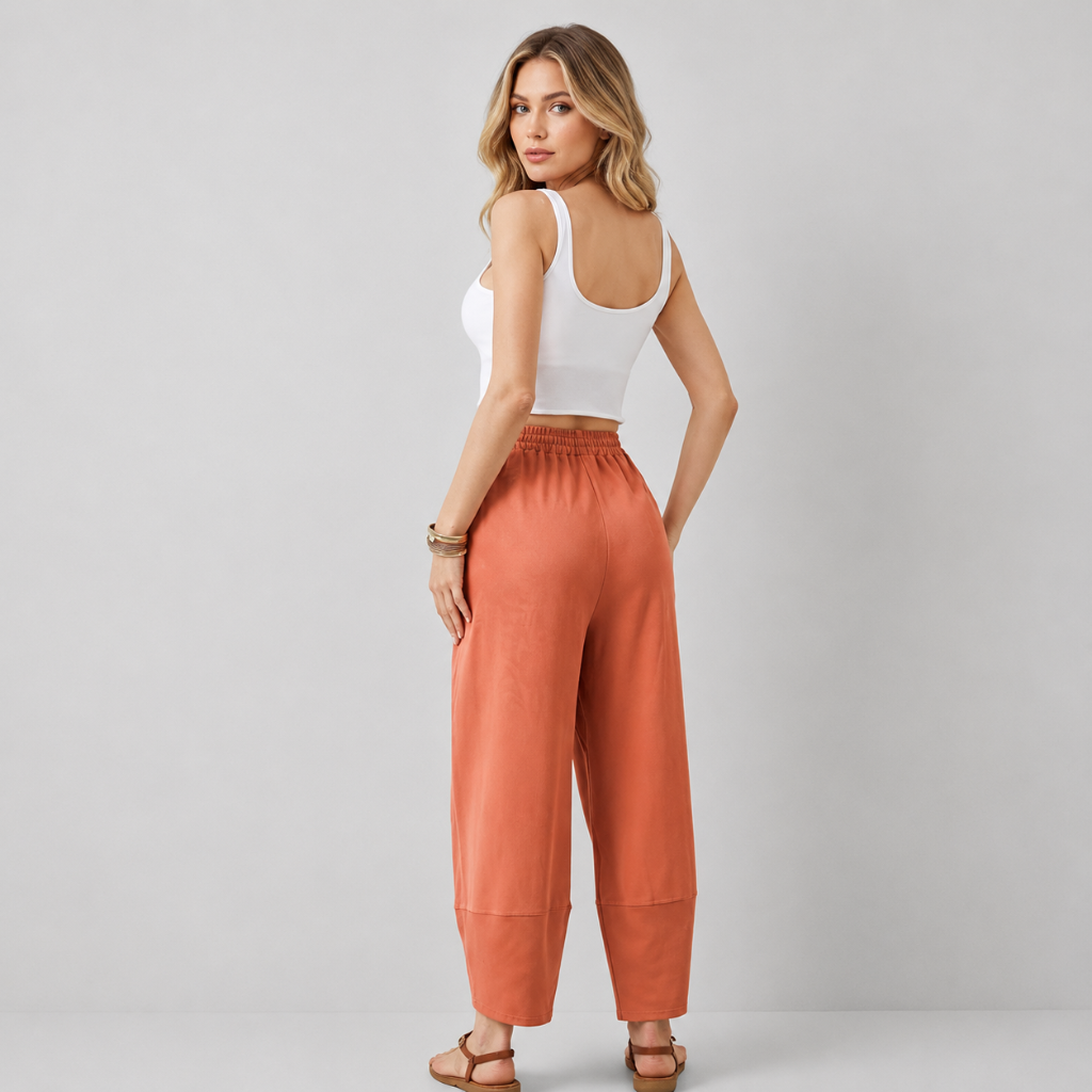 Casual Wide Loose Fit Baggy Beach Pants With Pockets For Women