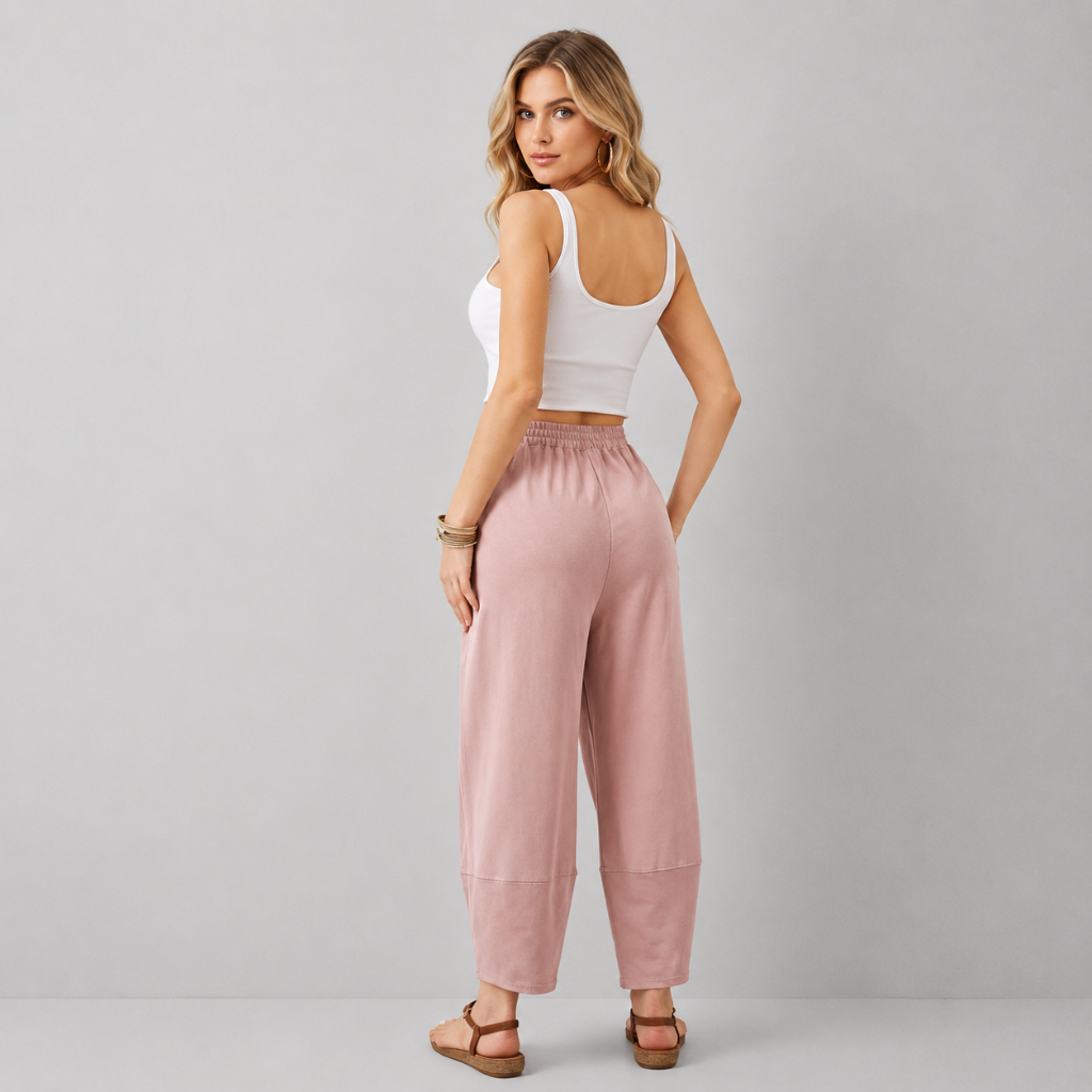 Casual Wide Loose Fit Baggy Beach Pants With Pockets For Women