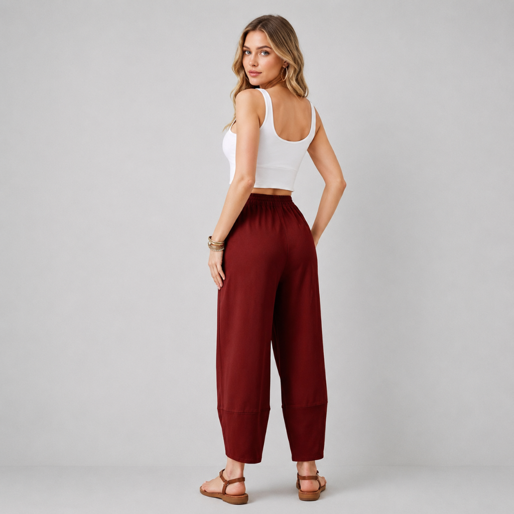 Casual Wide Loose Fit Baggy Beach Pants With Pockets For Women