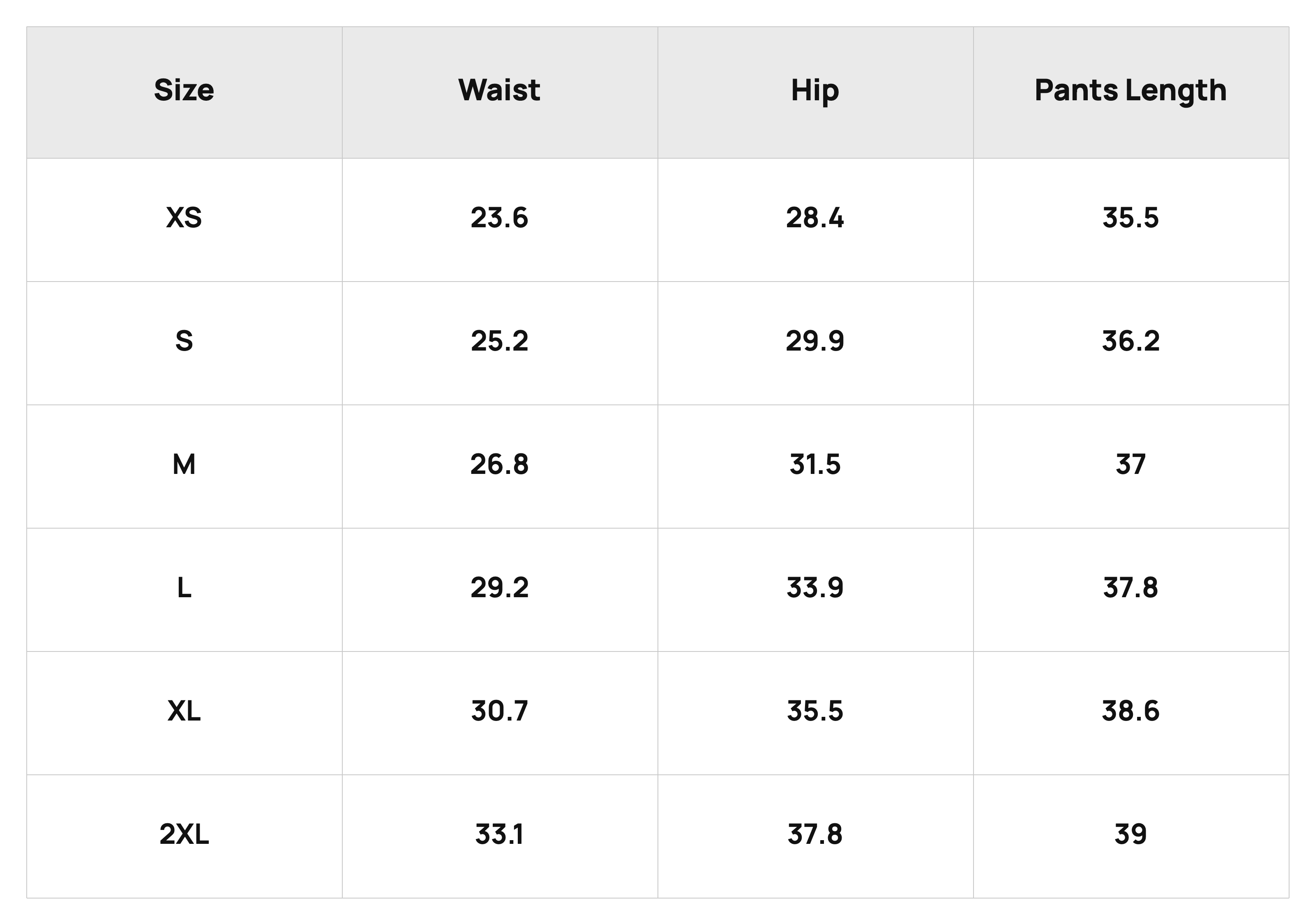 Size Chart
