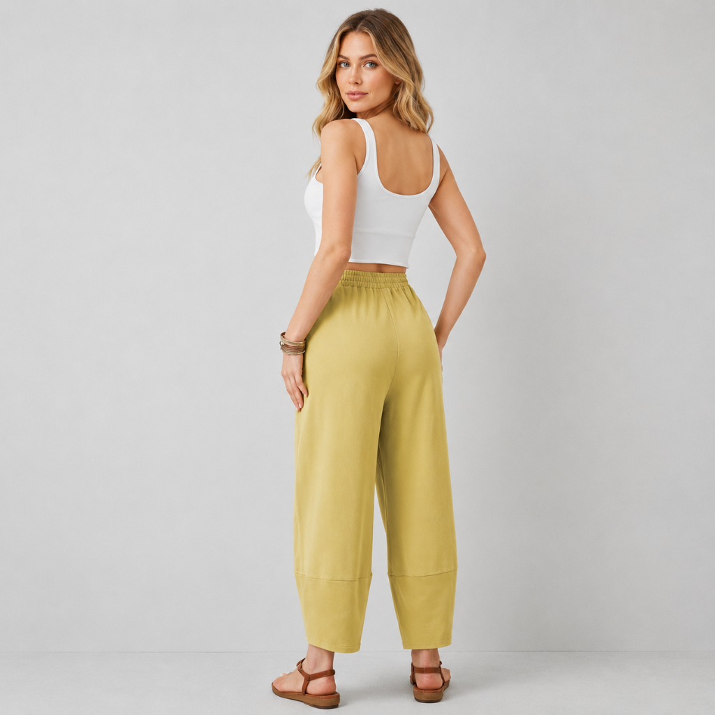 Casual Wide Loose Fit Baggy Beach Pants With Pockets For Women