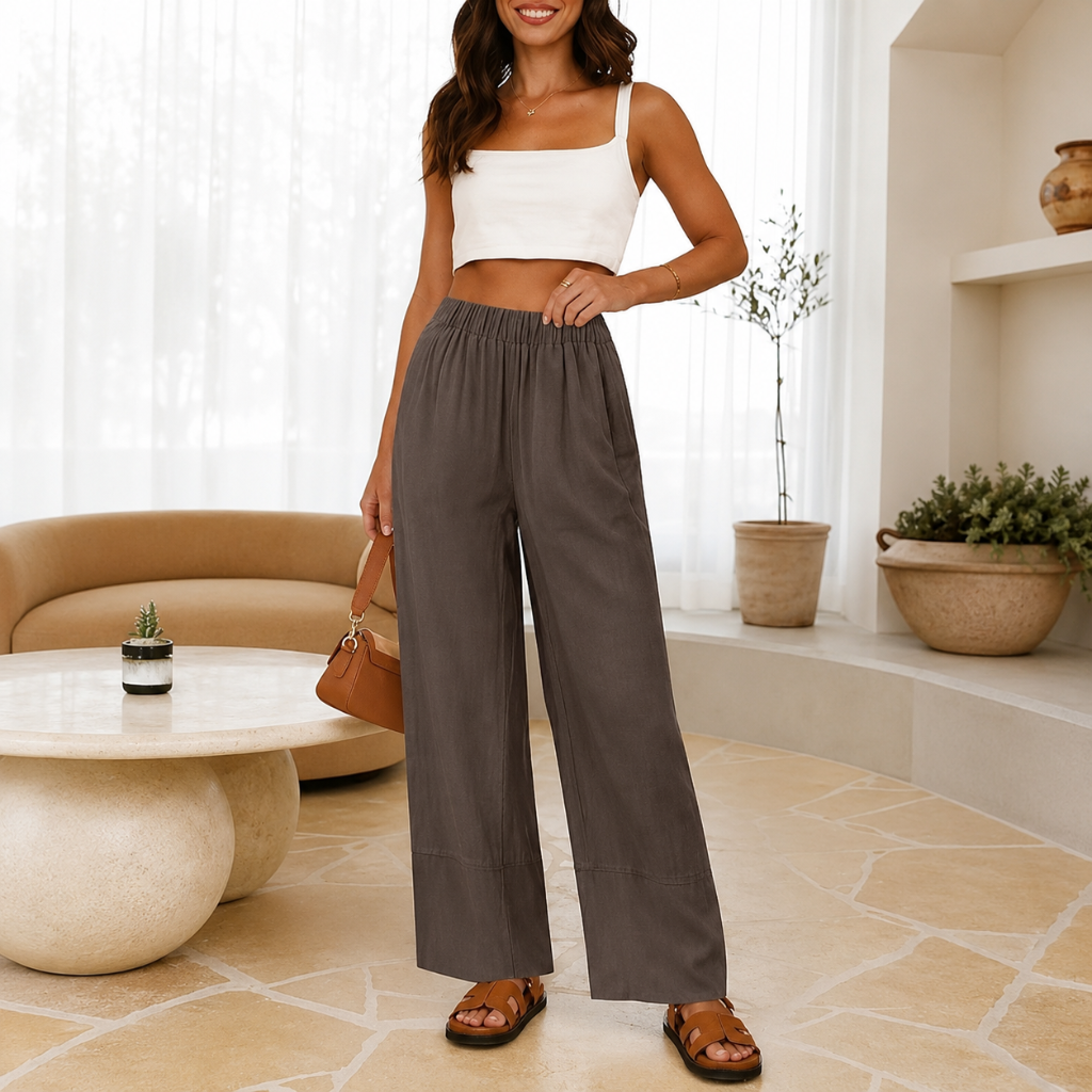 Casual Wide Summer Wear Boho Pants With Pockets For Women