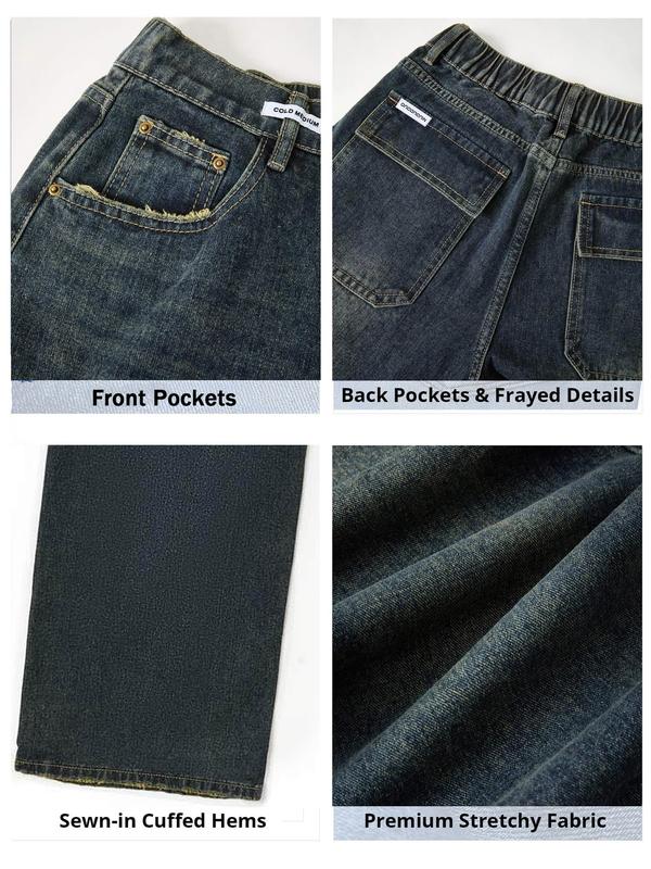 EMMIOL Wide Leg Baggy Slight Stretch Jeans For Women Y2K Casual Loose Denim With 4 Traditional Pockets, Zip Fly, Button Closure & Belt Loose Fit - Womenswear Bottom Trouser Streetwear Comfort Wideleg Bellbottomjeans