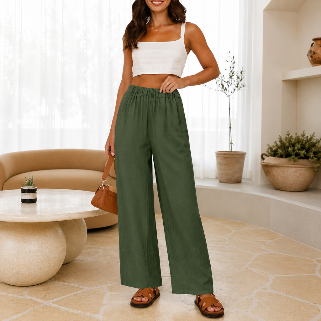 Casual Wide Summer Wear Boho Pants With Pockets For Women