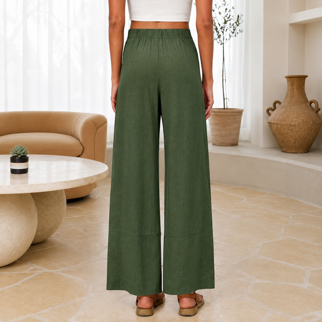 Casual Wide Summer Wear Boho Pants With Pockets For Women