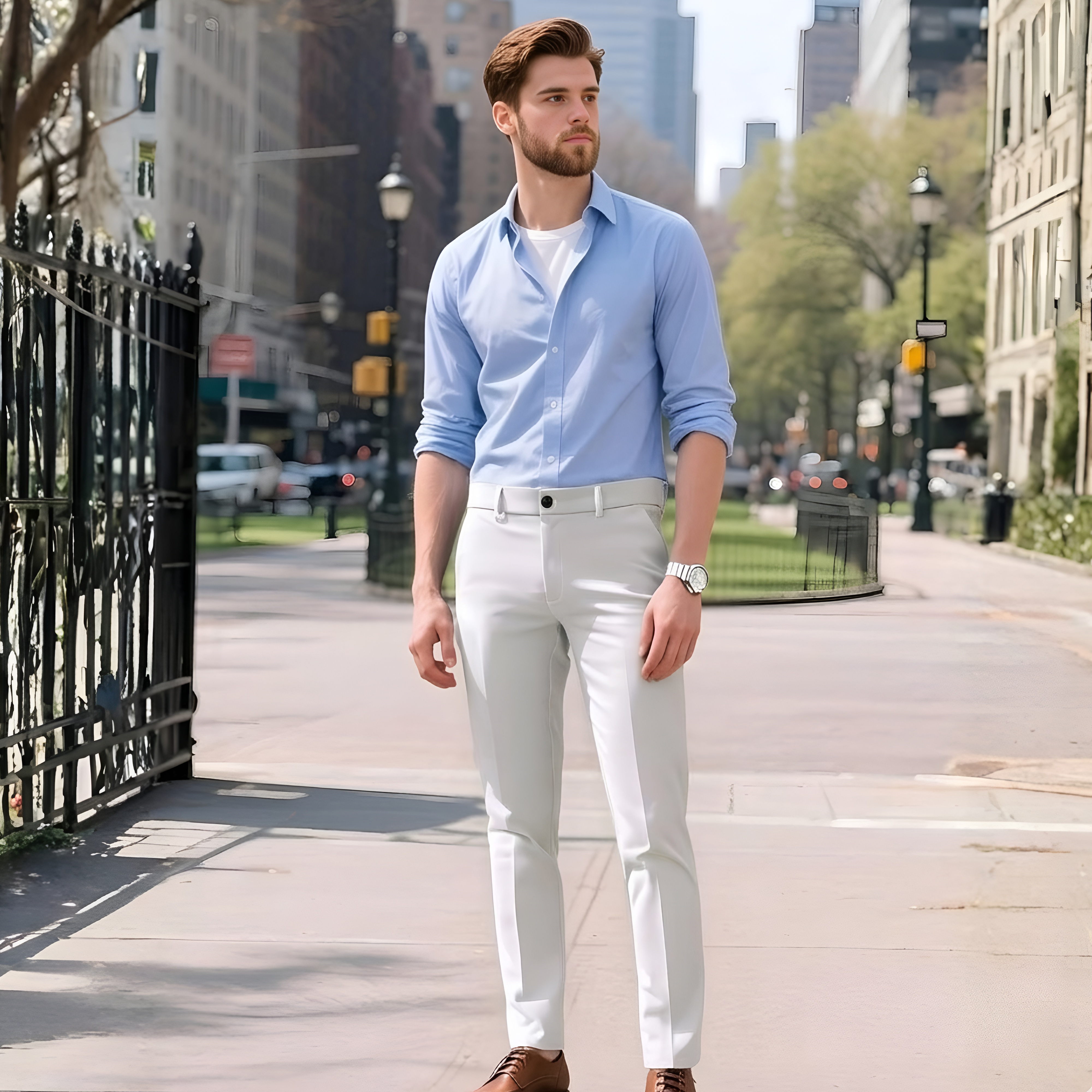 Men's Slim Fit Dress Pants Stretch Khaki Pants Wrinkle FreeModern Style Slim Fit Stretchy Pants For Men - Image 3