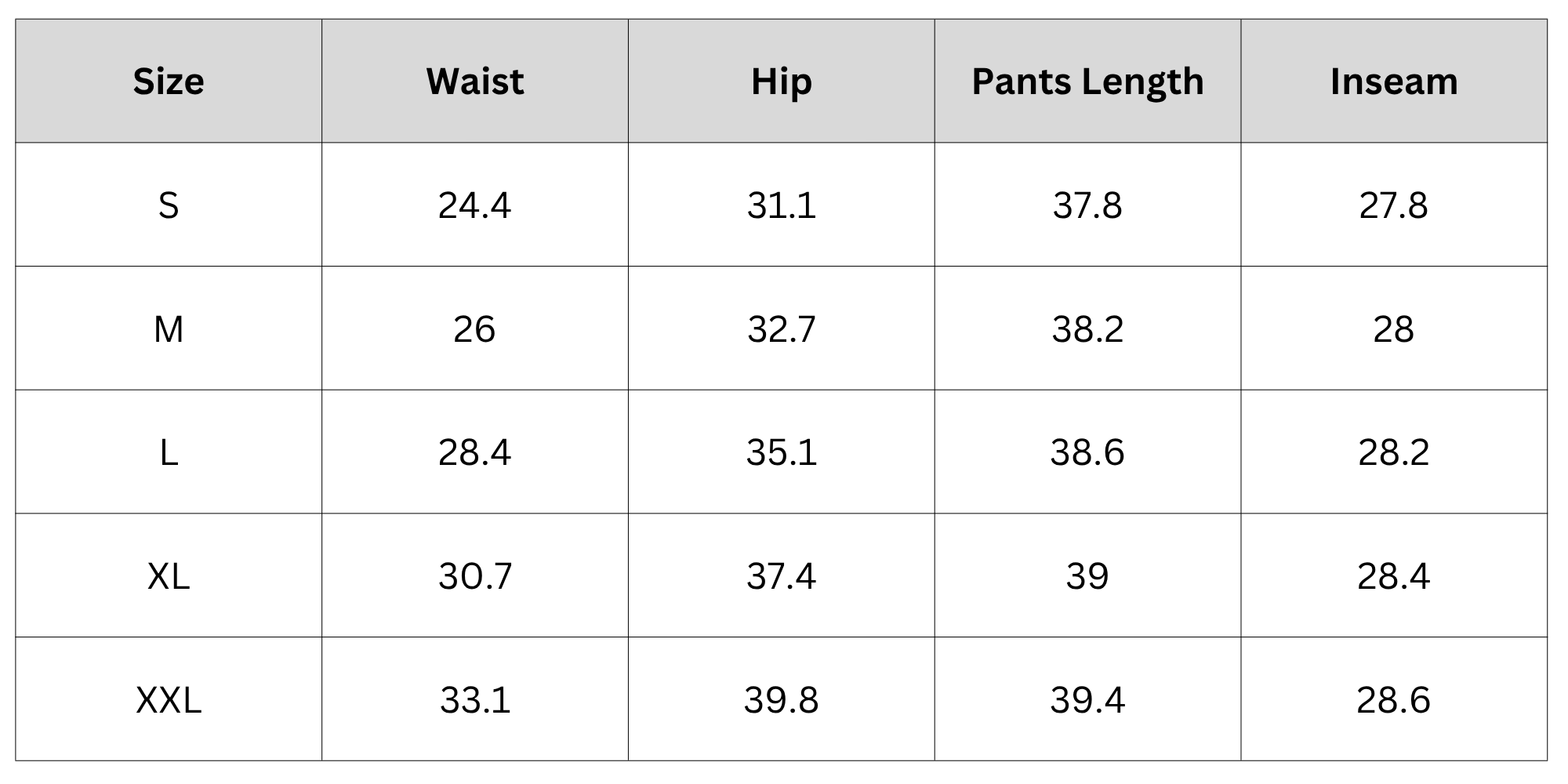 Size Chart