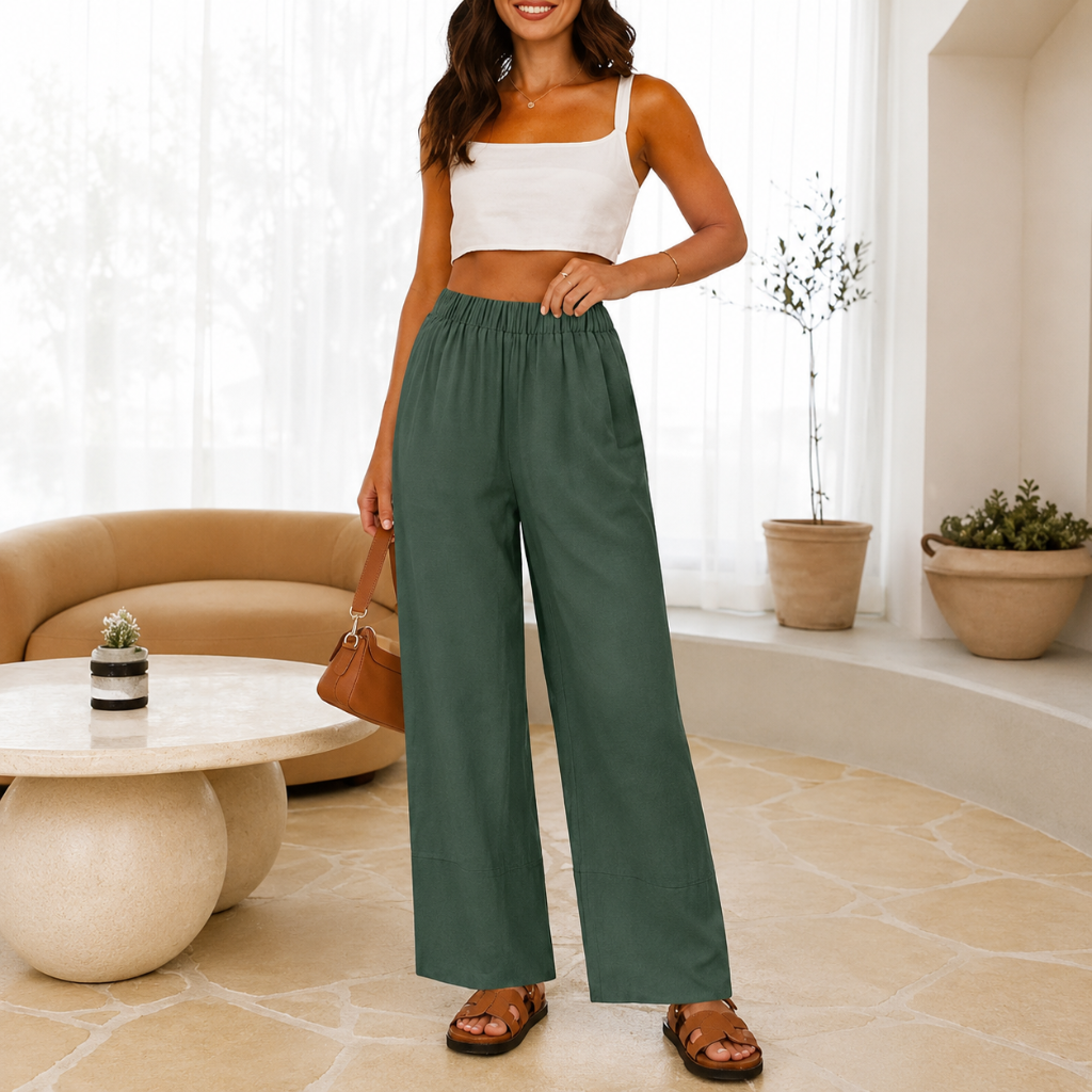 Casual Wide Summer Wear Boho Pants With Pockets For Women
