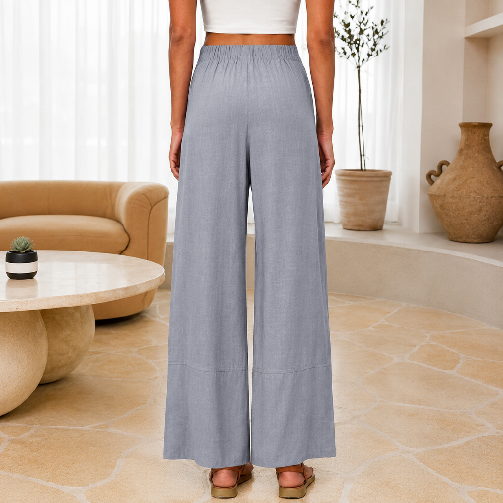 Casual Wide Summer Wear Boho Pants With Pockets For Women